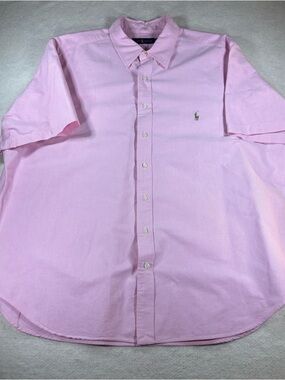 Ralph Lauren Pastel Pink Short Sleeve Oxford Button Down Shirt Men’s Size 3X Big